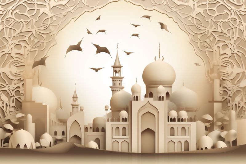 muslim moon architecture islam culture arabic ramadan mosque night religion. Generative AI.