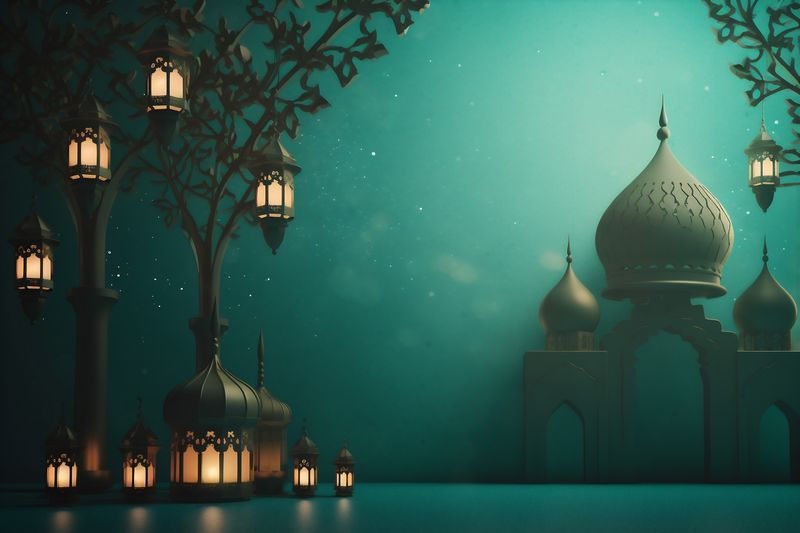 arabic night moon architecture islam mosque religion ramadan culture muslim. Generative AI.