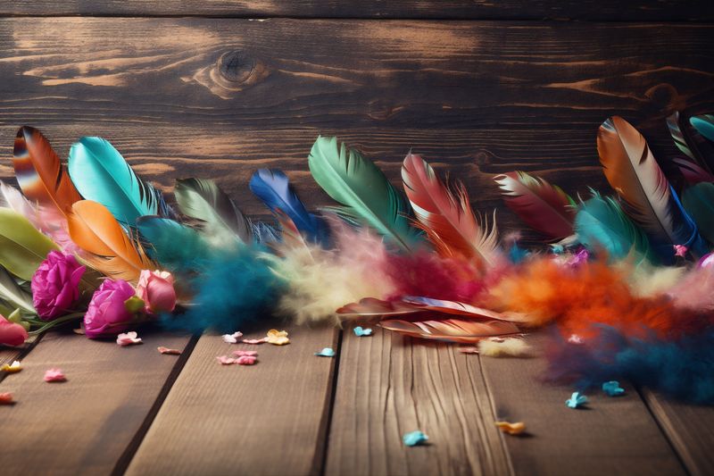 background desk wooden bokeh rustic wood table leaf flowers design board. Generative AI.