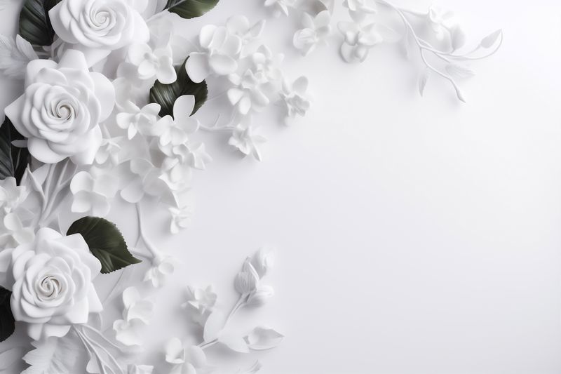 white floral background wedding romantic celebration spring nature blossom flower beautiful. Generative AI.