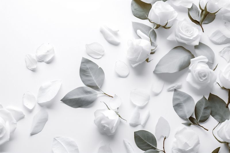 floral celebration card flower wedding beautiful background white spring nature blossom. Generative AI.