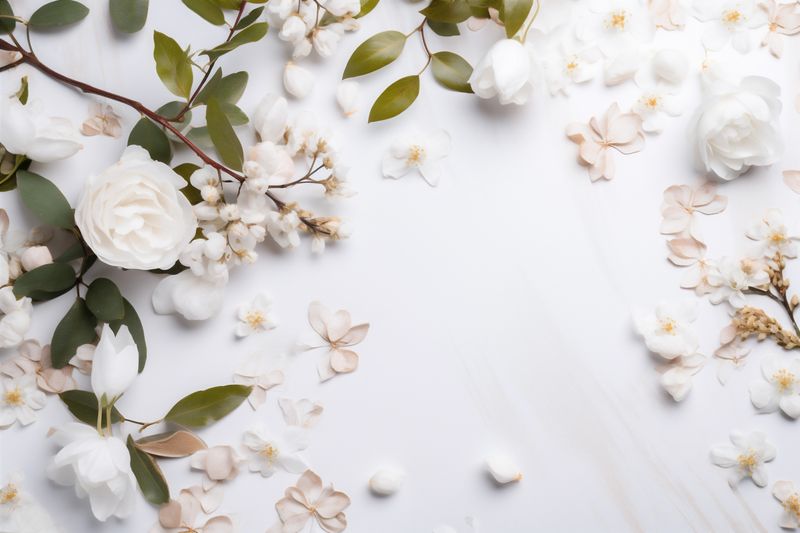 blossom wedding background beautiful nature greeting flower spring floral celebration white. Generative AI.
