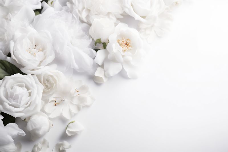 nature beautiful spring fresh wedding background white celebration floral blossom flower. Generative AI.