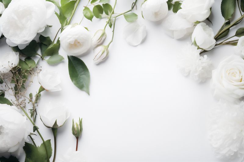 wedding celebration floral rose white blossom beautiful flower background nature spring. Generative AI.