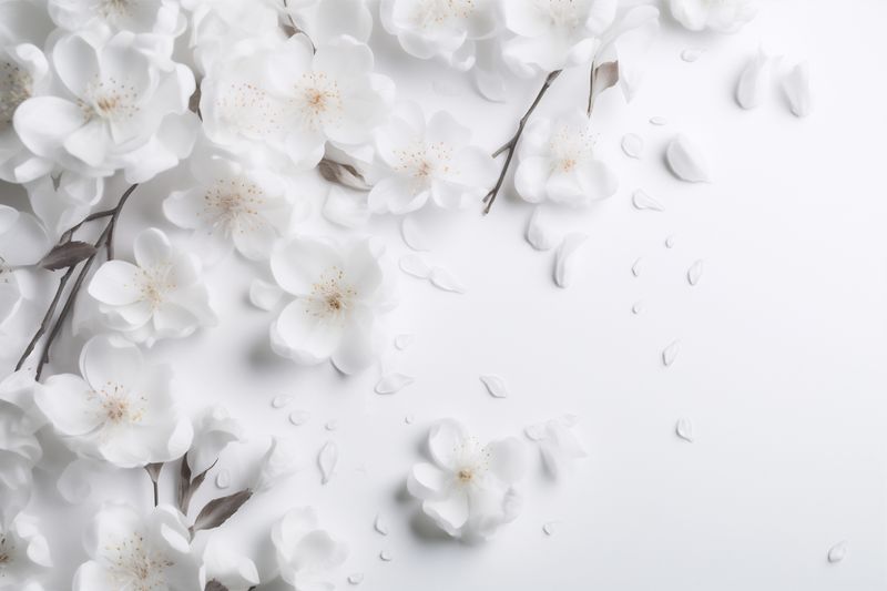 floral nature celebration flower card wedding spring background white beautiful blossom. Generative AI.