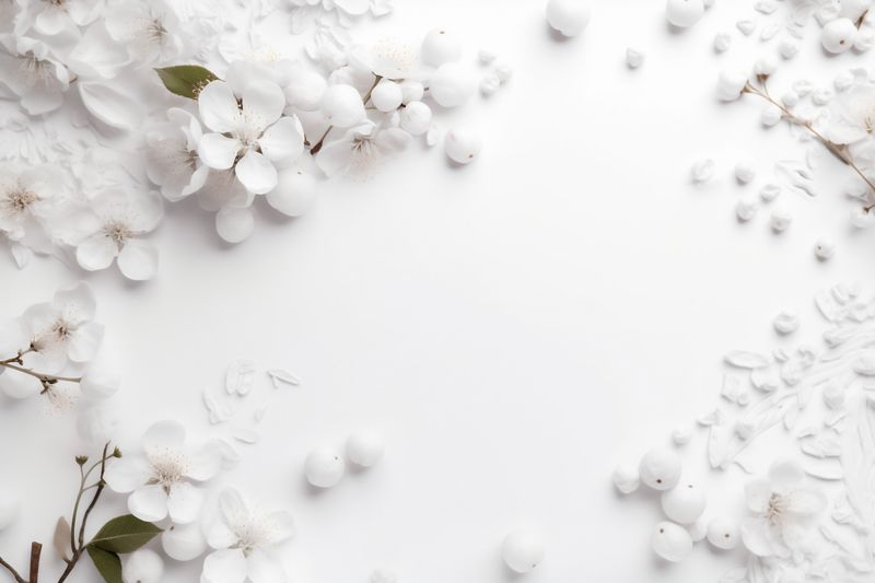 spring wedding celebration beautiful white blossom background floral design flower nature. Generative AI.