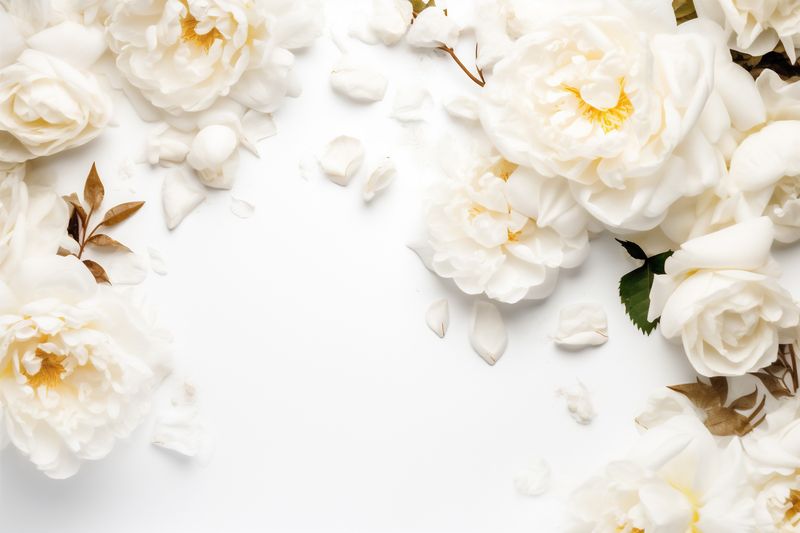 celebration wedding background anniversary spring flower floral white nature blossom beautiful. Generative AI.