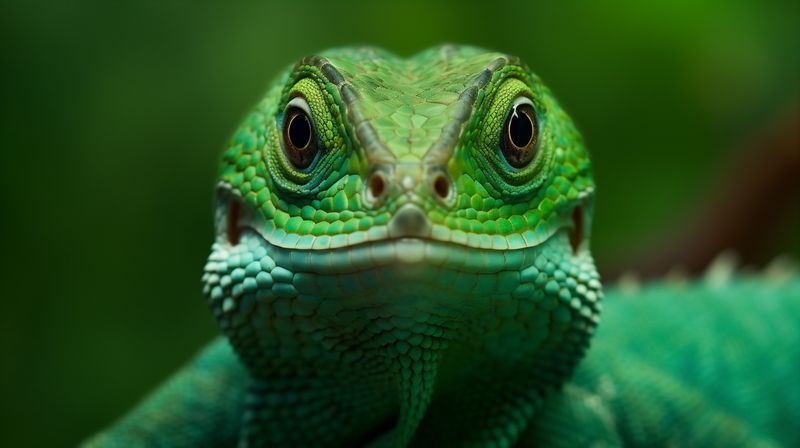 nature iguana reptile animal scale green close-up portrait lizard wildlife. Generative AI.