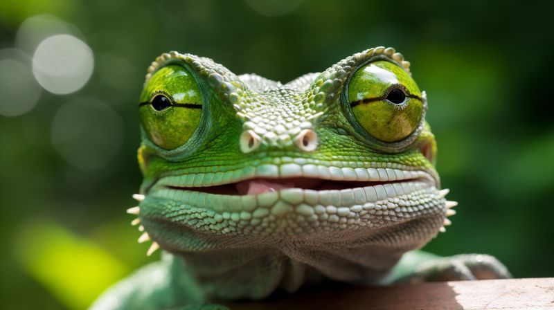 lizard green portrait iguana animal scale reptile wildlife glasses close-up. Generative AI.