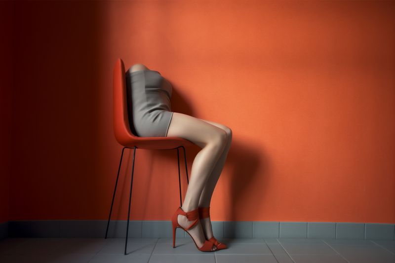 woman fashion red clothes foot beautiful concept colorful shoe leg blue. Generative AI.