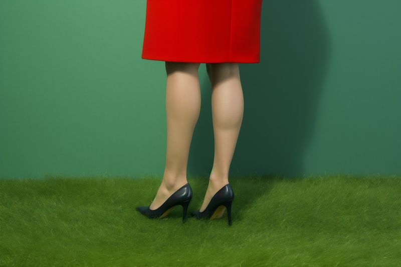 woman foot vintage colorful leg beautiful red shoe blue concept fashion. Generative AI.