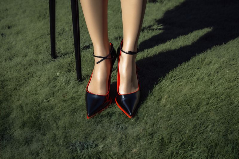 woman shoe colorful red elegance blue beautiful concept leg fashion foot. Generative AI.