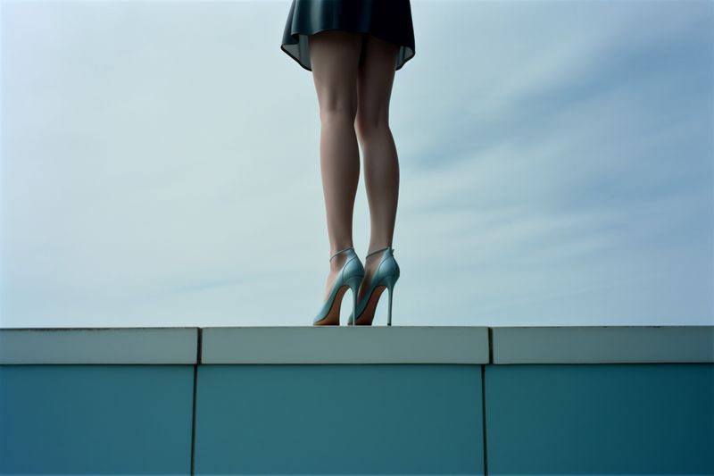 woman blue concept foot colorful high beautiful red fashion shoe leg. Generative AI.