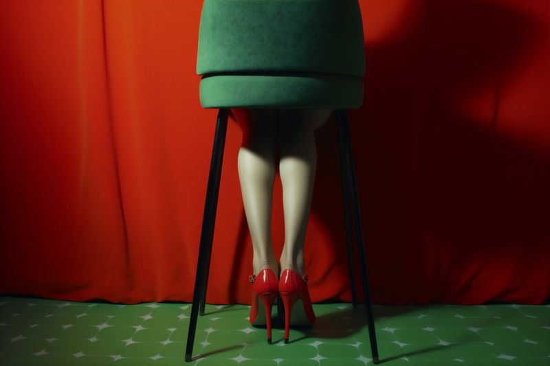 woman shoe colorful red fashion clothing leg blue beautiful concept foot. Generative AI.