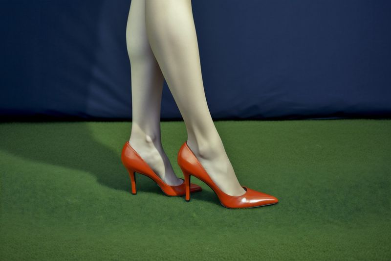 woman clothing beautiful shoe fashion concept red leg colorful foot blue. Generative AI.