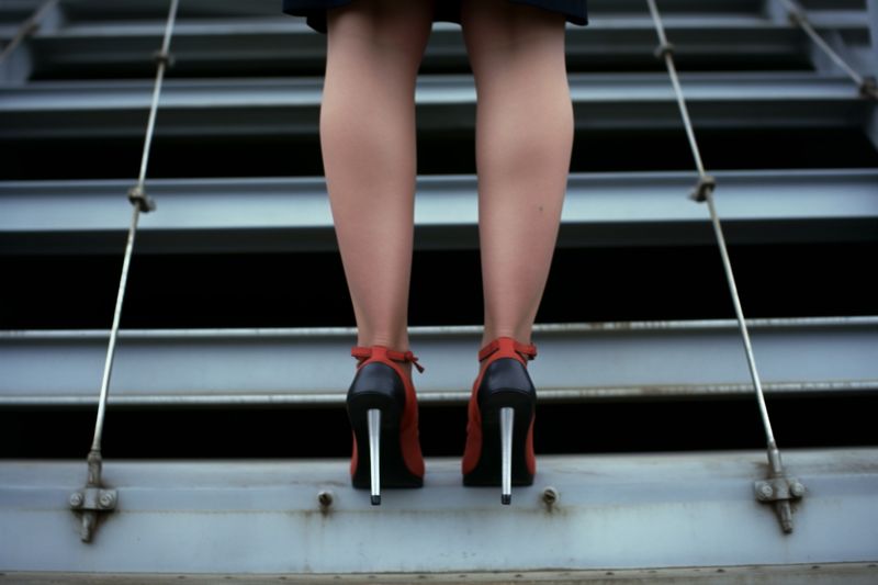 woman fashion concept foot red beautiful glamour colorful leg shoe blue. Generative AI.