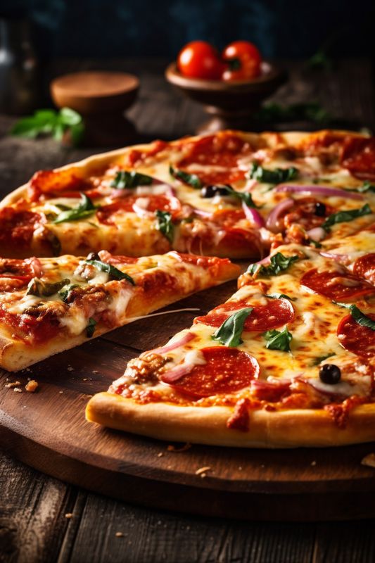 food copy black meal fast cheese pizza background fast tomato space food italian. Generative AI.