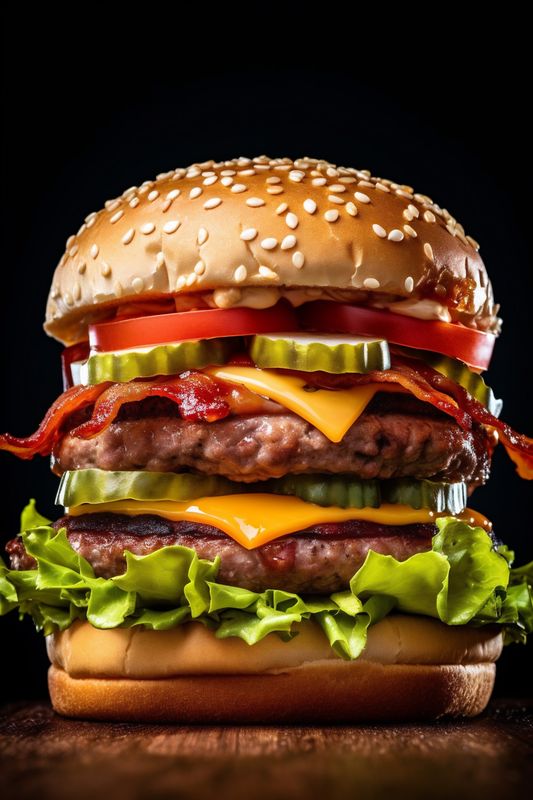 sandwich fast hamburger burger fat snack food fast meat beef food. Generative AI.