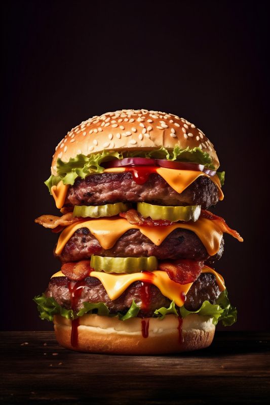 food sandwich fast fast beef burger food snack fat meat hamburger. Generative AI.