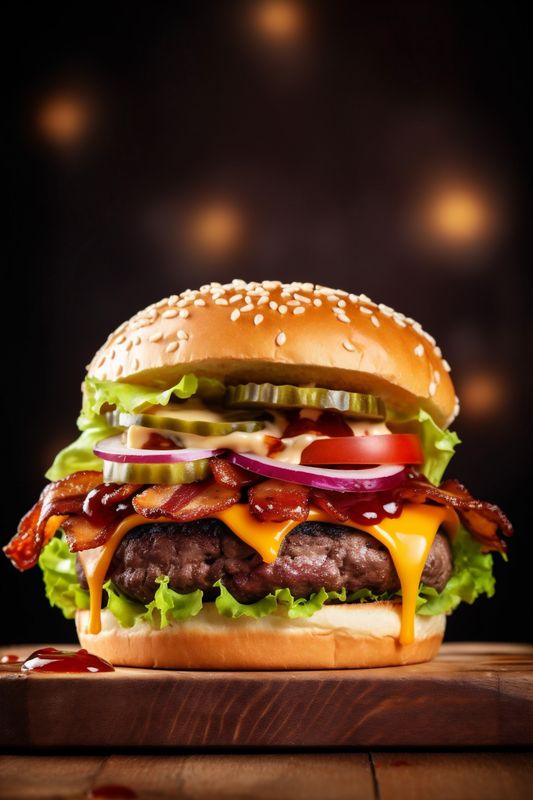 fat sandwich meat fast burger food snack fast beef food hamburger. Generative AI.