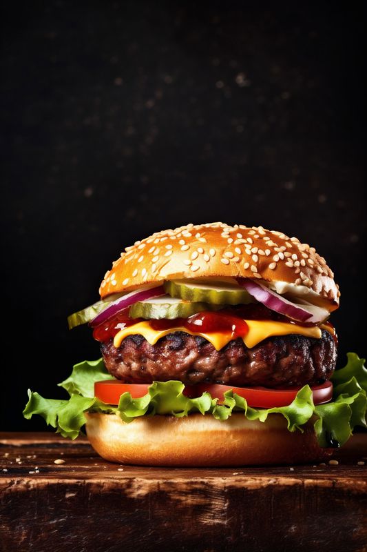 sandwich fast snack meat fast food beef food fat burger hamburger. Generative AI.