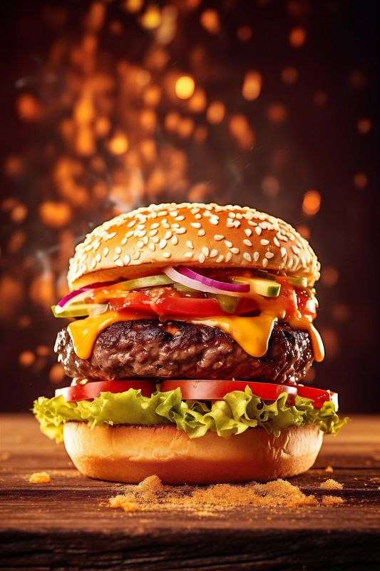 snack fat burger sandwich hamburger food food fast fast meat beef. Generative AI.
