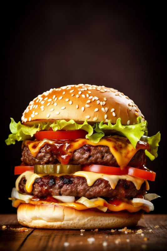 food fast fast fat burger meat sandwich beef snack food hamburger. Generative AI.