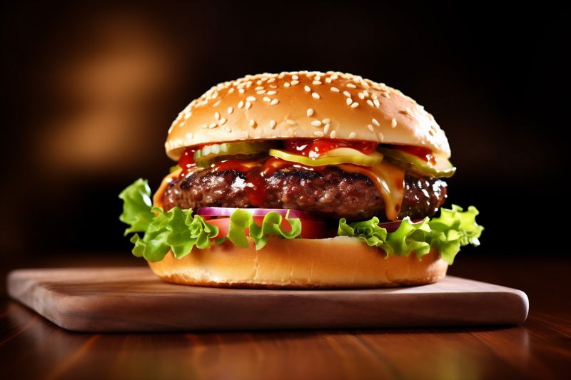 snack fat food beef sandwich meat burger fast fast hamburger food. Generative AI.