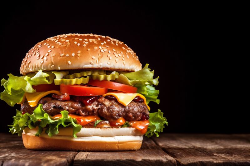 fast food sandwich food meat fast snack fat beef hamburger burger. Generative AI.