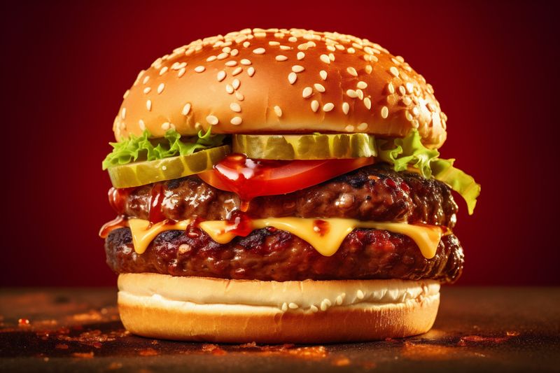 sandwich hamburger beef fast snack food burger fat food meat fast. Generative AI.