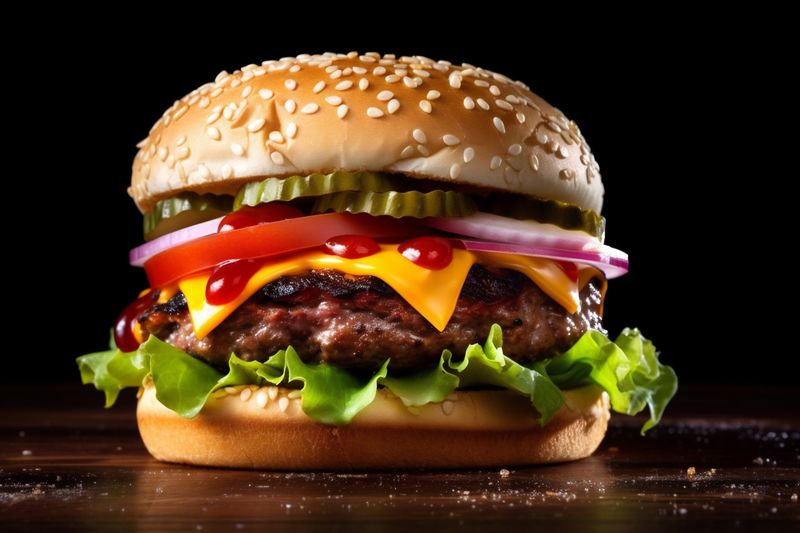 food fat fast burger beef meat food snack sandwich fast hamburger. Generative AI.