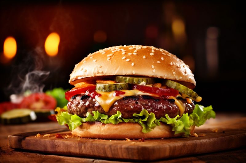fast food beef fast snack meat sandwich hamburger food burger fat. Generative AI.