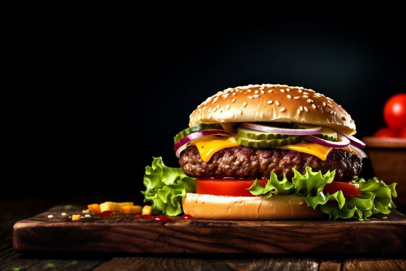burger food sandwich food meat beef snack fat fast fast hamburger. Generative AI.