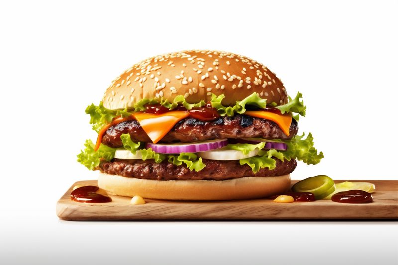 snack meat beef background fast hamburger white food burger food sandwich fast. Generative AI.