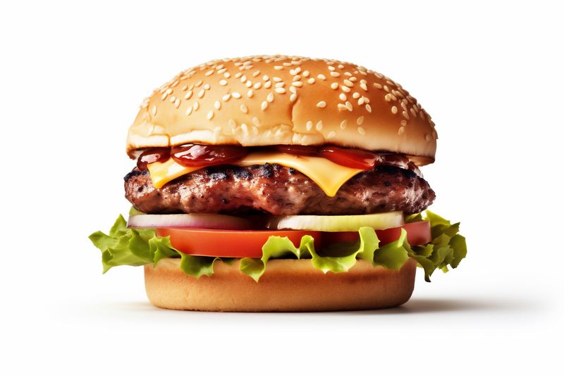 background food food beef fast hamburger burger white snack fast meat sandwich. Generative AI.