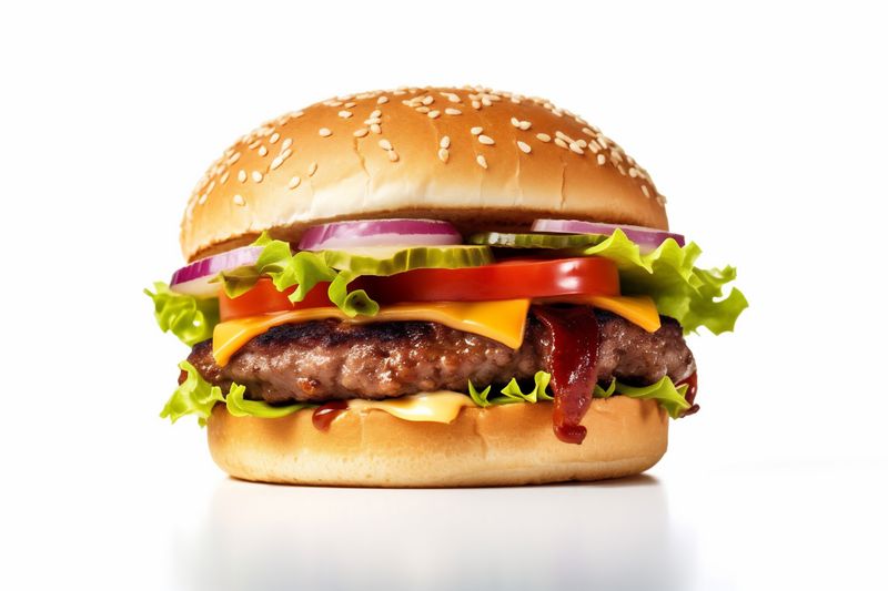 white food fast beef background hamburger fast food sandwich snack meat burger. Generative AI.