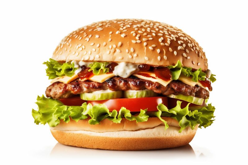 meat hamburger food sandwich food background fast burger white fast beef snack. Generative AI.