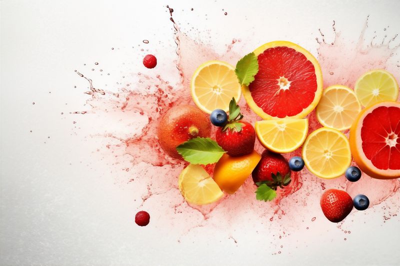 juice food apple smoke background hookah red orange ice grape fruit. Generative AI.