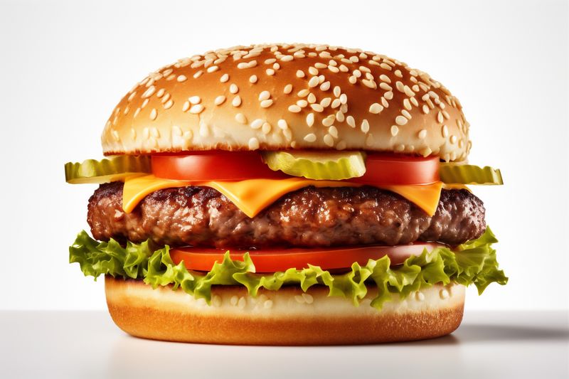 beef background white sandwich fast fast burger meat hamburger food snack food. Generative AI.