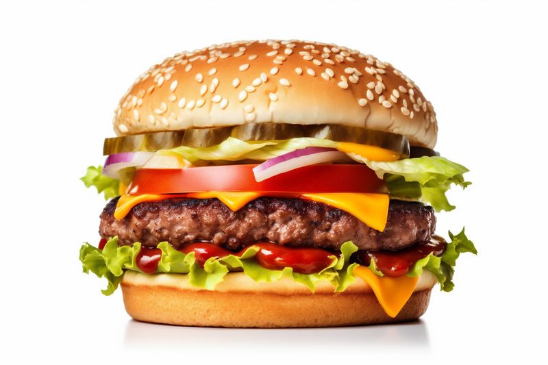 white beef burger meat food background snack fast food fast hamburger sandwich. Generative AI.