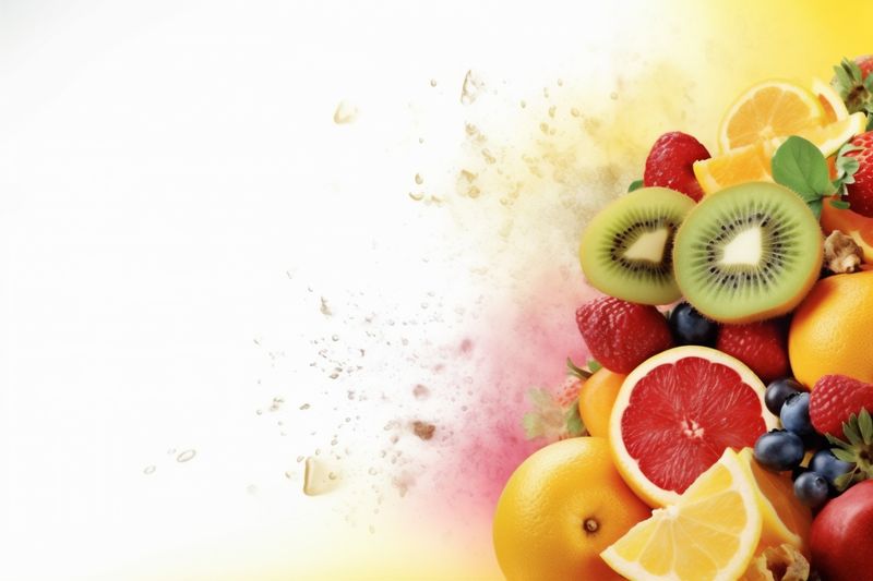 juice food smoke background ice grape banana orange fruit apple hookah. Generative AI.