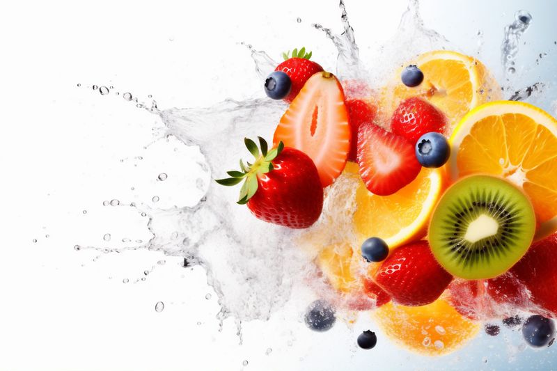 orange vegetable smoke apple hookah ice juice grape background food fruit. Generative AI.