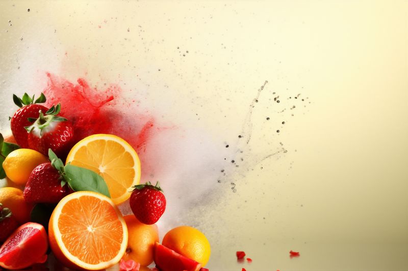 apple grape fruit isolated orange smoke ice background juice food hookah. Generative AI.