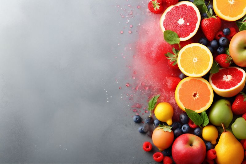 juice food ice orange background citrus apple smoke hookah fruit grape. Generative AI.