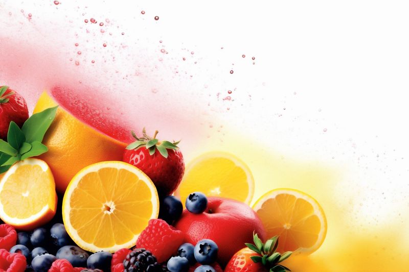 juice orange fruit citrus apple food background grape hookah ice smoke. Generative AI.