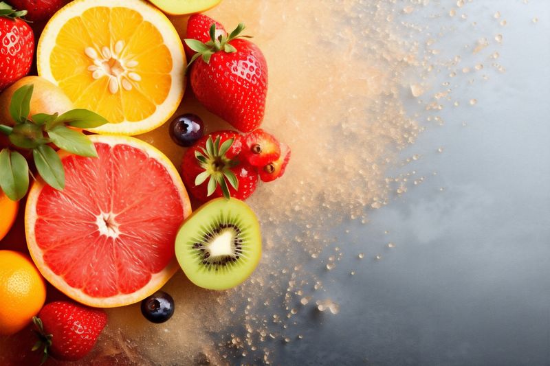 smoke juice bright apple fruit ice background grape orange hookah food. Generative AI.