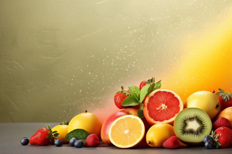 orange ice apple banana fruit smoke grape background hookah food juice. Generative AI.