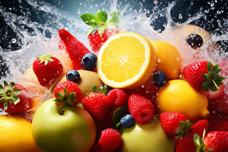 food ice fresh hookah apple juice orange fruit background grape smoke. Generative AI.