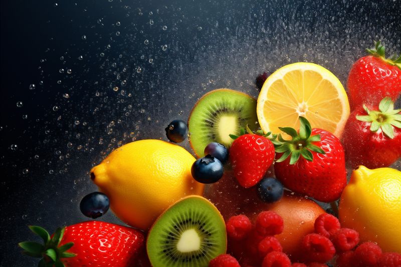 juice fruit apple smoke orange food hookah natural ice background grape. Generative AI.