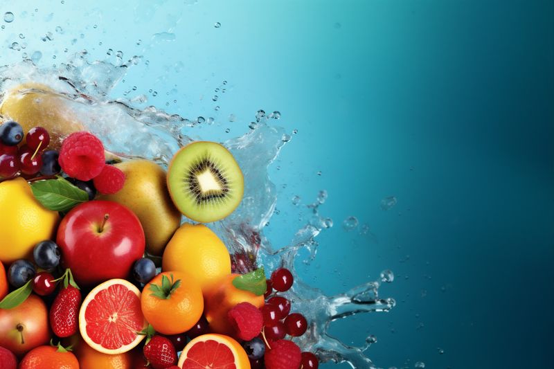 fruit background juice food orange apple freshness smoke hookah grape ice. Generative AI.